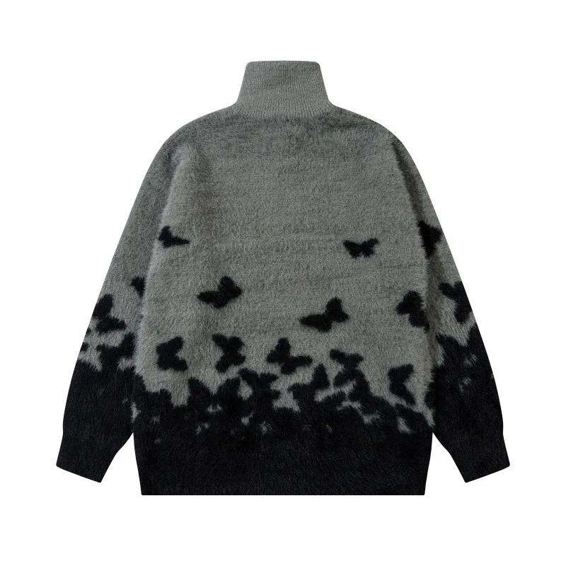 HKSH 2025 Herbst Winter Neue Mann der Amerikanischen Stil Gestrickte Pullover Trendy Lose Jacquard Halb-Reißverschluss Frauen Chic Ins trendy HK 10923