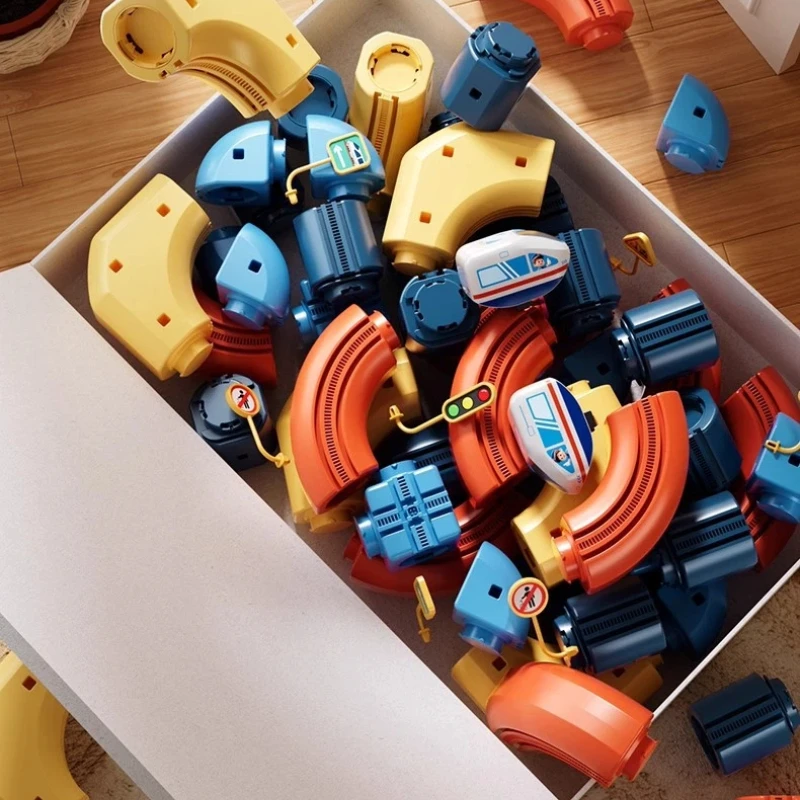 لغز المسار الكهرومغناطيسي بنة مجموعة لعبة مكافحة الجاذبية مركبة السكك الحديدية مترو الانفاق سيارة مونتيسوري الأطفال هدية الكريسماس #3