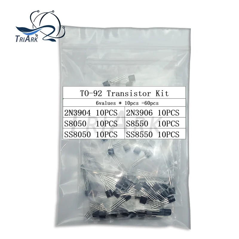 

60 шт. 6 значений * 10 шт. 2N3904 2N3906 S8050 S8550 SS8050 SS8550 TO-92 Комплект транзисторов серии TO92 Комплект регуляторов напряжения в ассортименте