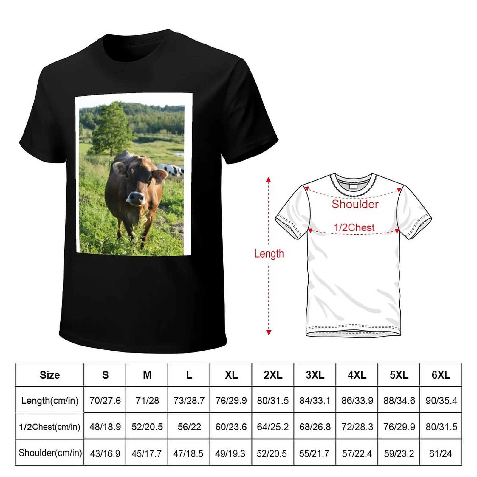 Brown Swiss Heifer T-Shirt Work Short Sleeve Cotton Top