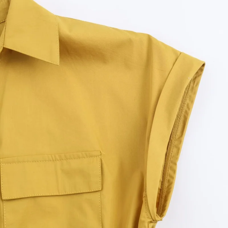 Autumn Turn-down collar Short Sleeve Midi Long Dress Women Belted Decoration Poplin Shirt Style Dress Female Casual Wear 2025