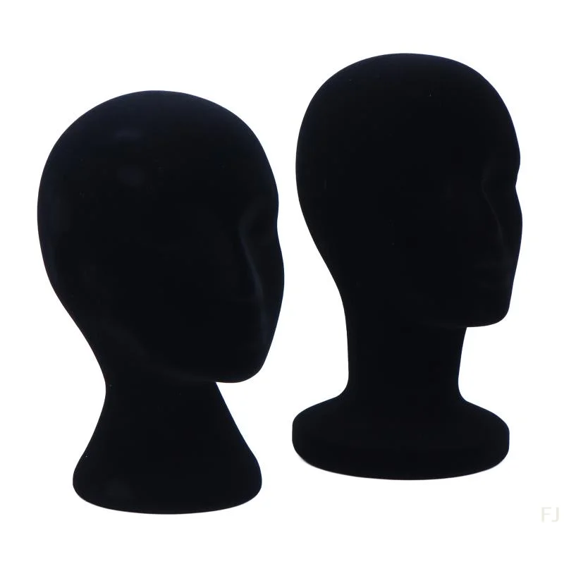[YU]Velvet Mannequin Head 52cm Circumference Foam Wig Display Stand Stable Base For Scarf Headset Jewelry Salon Shop Display