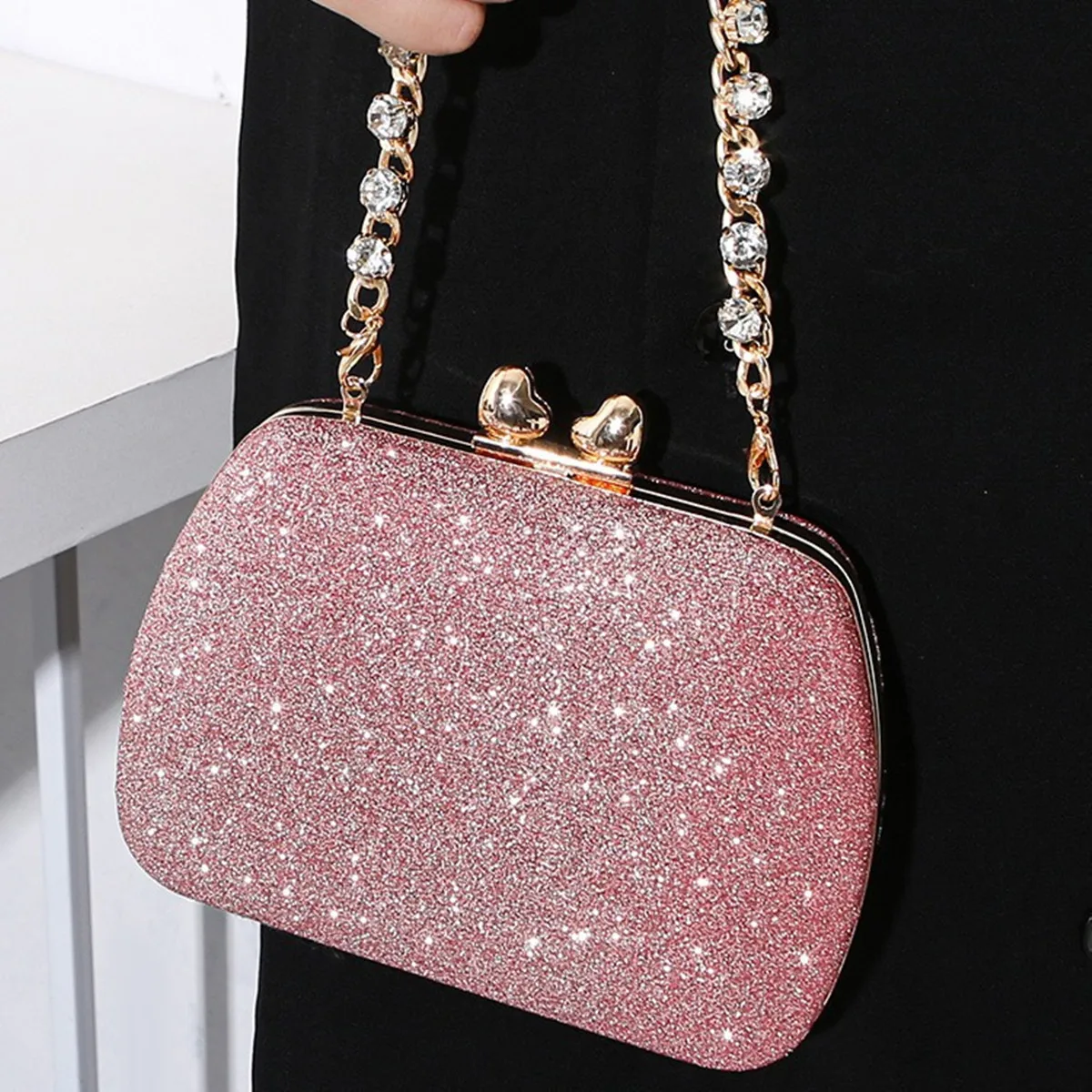 

Luxury Square Rhinestones Evening Bags For Women Chain Shoulder Crossbody Bags Ladies Party Wedding Clutch