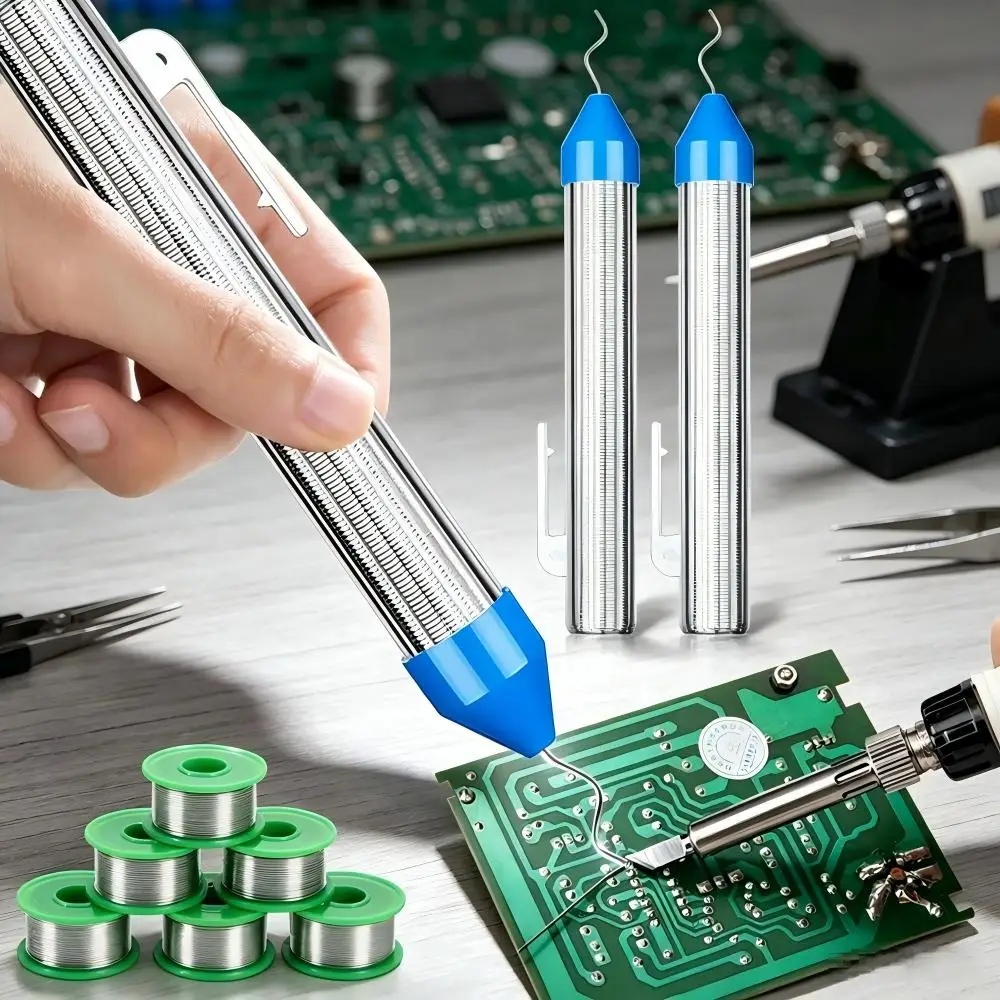 0.8/1.0MM Lead-free Mini Solder Wire Solder Pen, Portable Hand‑held Tube Mounted Solder Wire Solder Pen Soldering Accessories ﻿