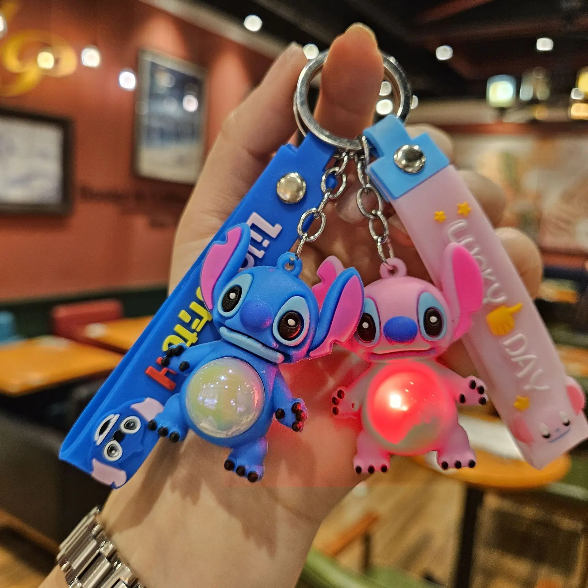 

Kawaii Disney Stitch Keychain Pendant Cute Personalized Luminous Doll Gift Car Keychain Bag Pendant