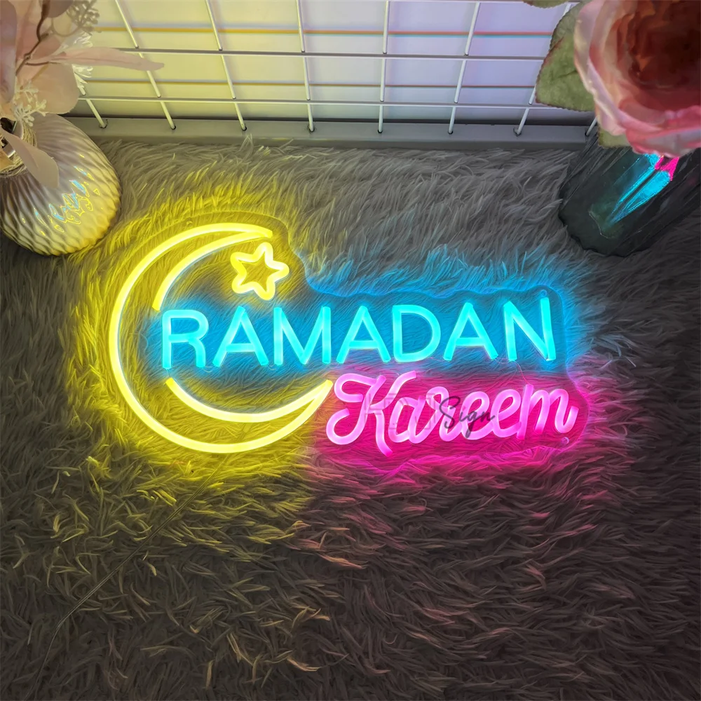 Mubarak Led Neon Sign Ramadan Mubarak Neon Light Signs Led Wall Room Party Decor Bedroom Ramadan Decoration Neon Lights USB