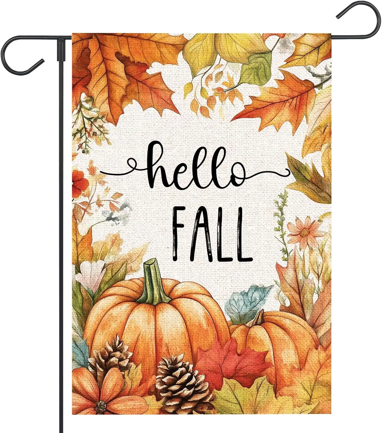 Fall Garden Flag 12x18 Inch Double Sided Autumn Leaves Pumpkins Seasonal Welcome Flag for Holiday Outside Yard Outdoor Decor UUN