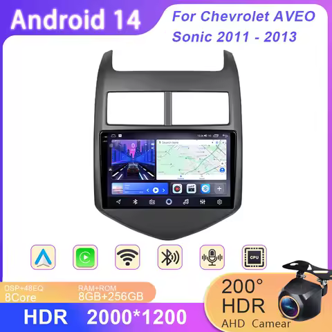 Android 14 Carplay Auto For Chevrolet Aveo 2 Sonic T300 2011 2012 2013 2014 2015 Car Radio GPS Stereo Multimedia Player No 2din