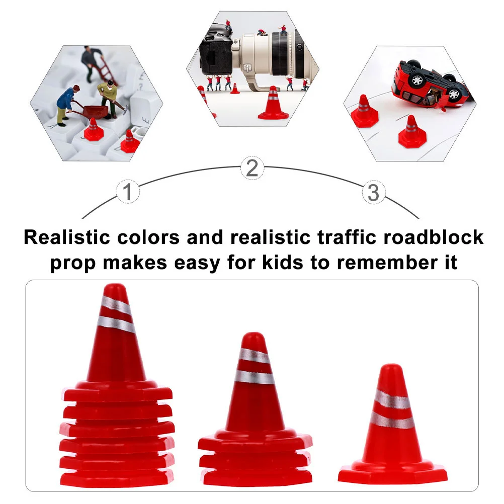 30 Pcs Sandbox Barricades Beach Toy Simulation Roadblock Plastic Cone Traffic Sign DIY Miniature Child