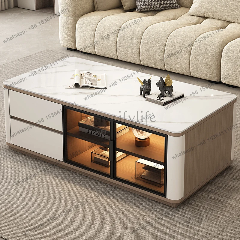 

Nordic Luxury Coffee Table Designer Organizer Minimalist Italian Coffee Table Service Glass Writing Couchtisch Home Furniture