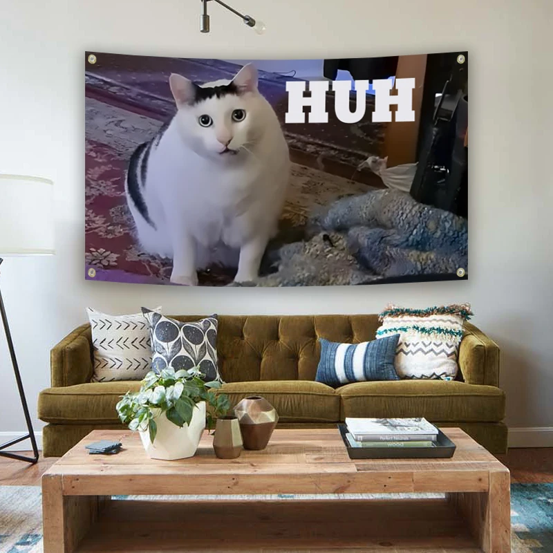 علم ديكور "هوه" كات ميمي، 3x5ft 2x3ft، نمط معاصر، علم للمنزل وديكور الأريكة، علم لطيف #1