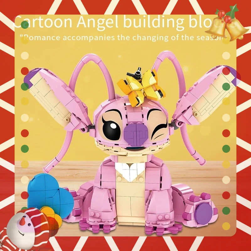 

Disney 2025 New Stitch Angel CP Blocks: cartoon toy with movable ears, kids' building gift for boys & girls' birthdays