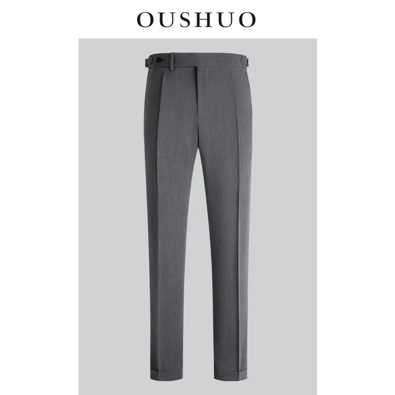 Dark Gray Naples Business Casual Men's Suit Pants Draping High Waist Trousers Slim Fit