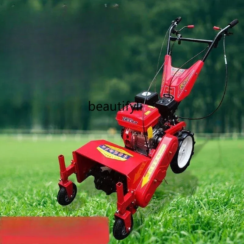 SS new Gasoline lawn mower four-wheel drive self-propelled multi-functional soil lifting micro-tiller ditching grass crushing