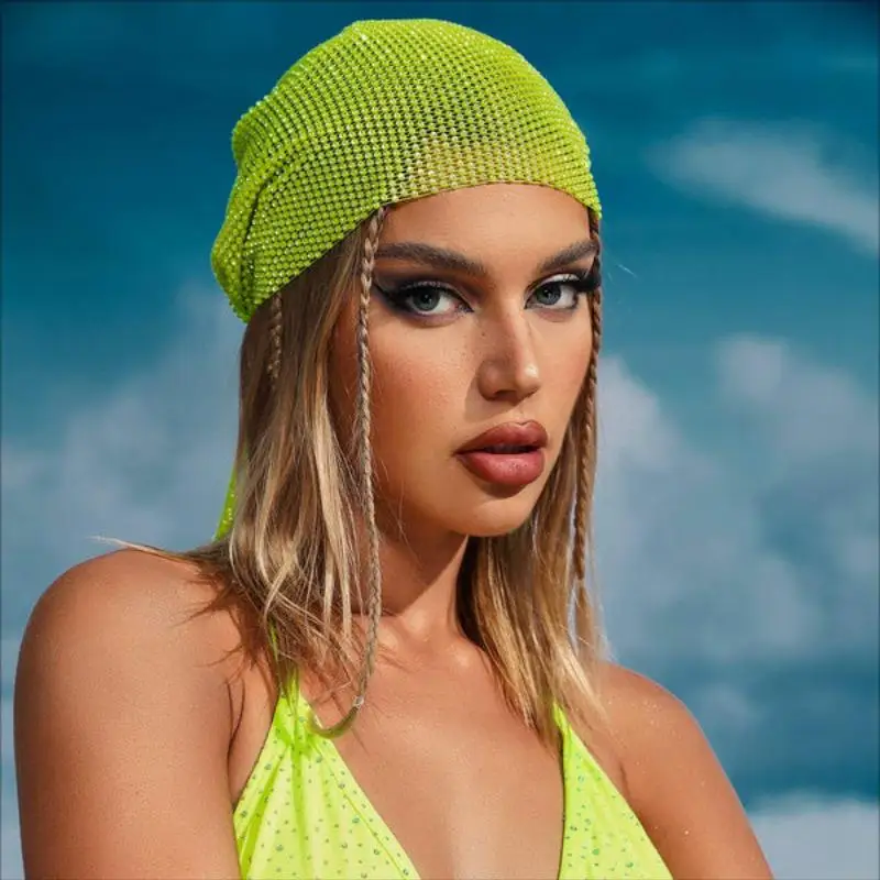 

Elastic Women's Pirate Hat Long Tail Headscarf Music Performance Cap Street Sle Polyester round Top Net Hat ort Brim