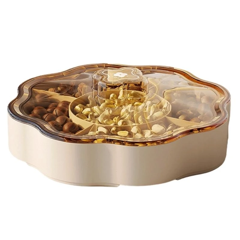 

652F Candy Box Plastic Dry Fruit Container with Cover for Living Room 5 Compartments Snacks for Household Use