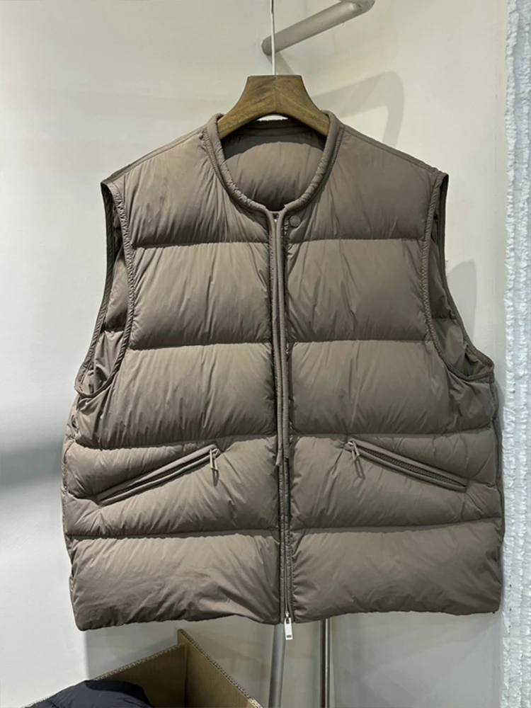 

Lightweight Padded Vest Women's Loose round Ne Zipper Cotton Jaet Outerwear Top Thin Cotton Insert Commute Sle Winter