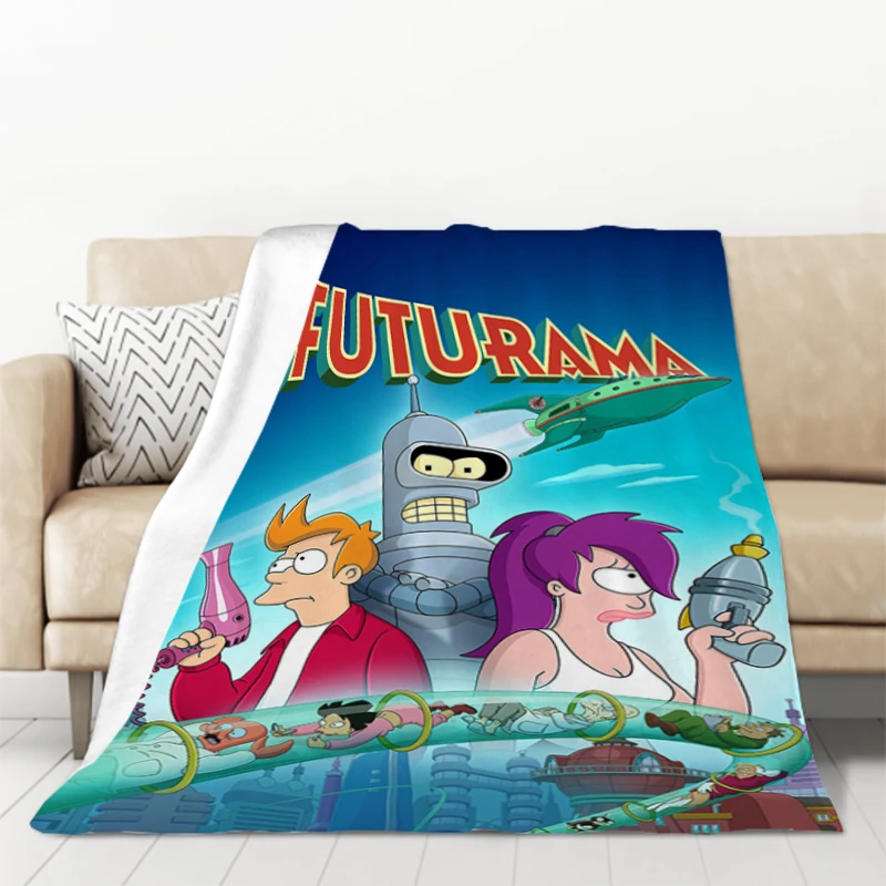 F-Futurama Cartoon Sofa Blankets for Bed Blanket Double Furry Winter Bedspread the Knee Warm Baby & Throws Bedspreads Comforter