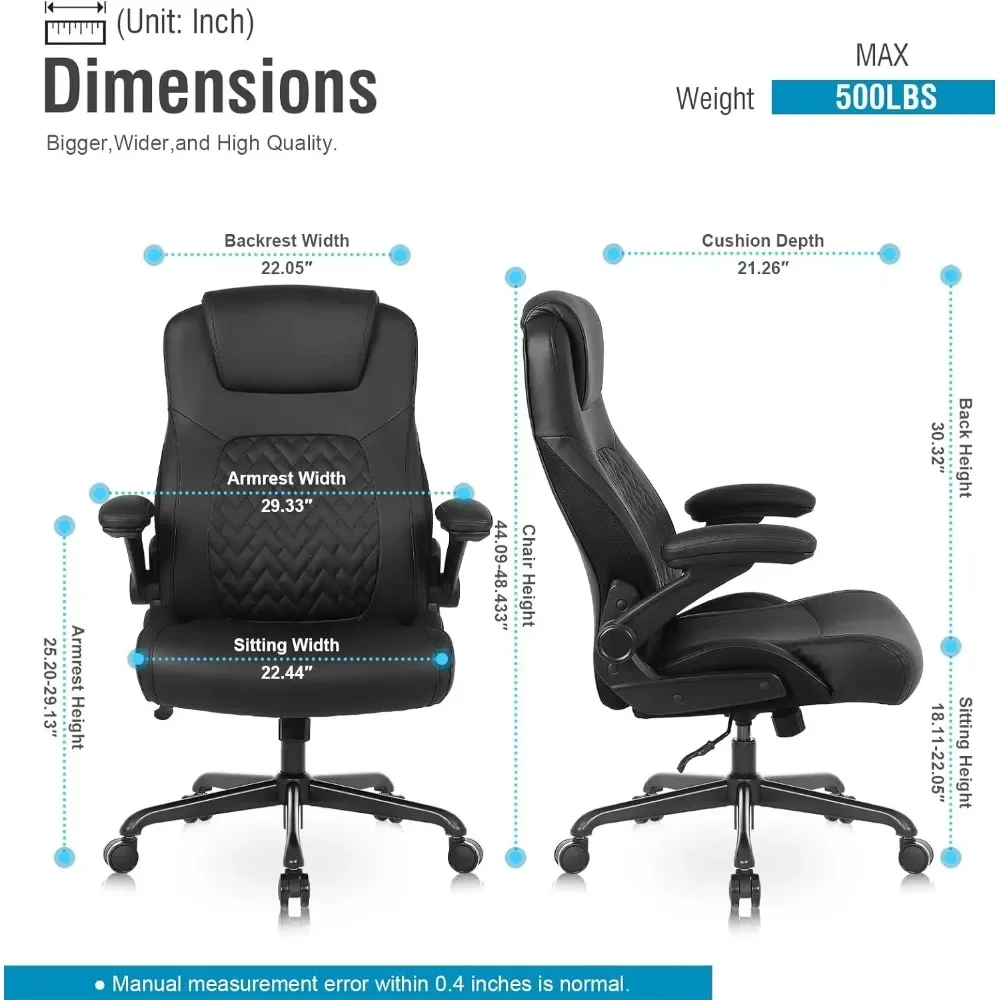 Executive Ergonomic Office Chair - Big and Tall Offices Chairs for Heavy People, PU Leather Computer Desk Chairs, Office Chair