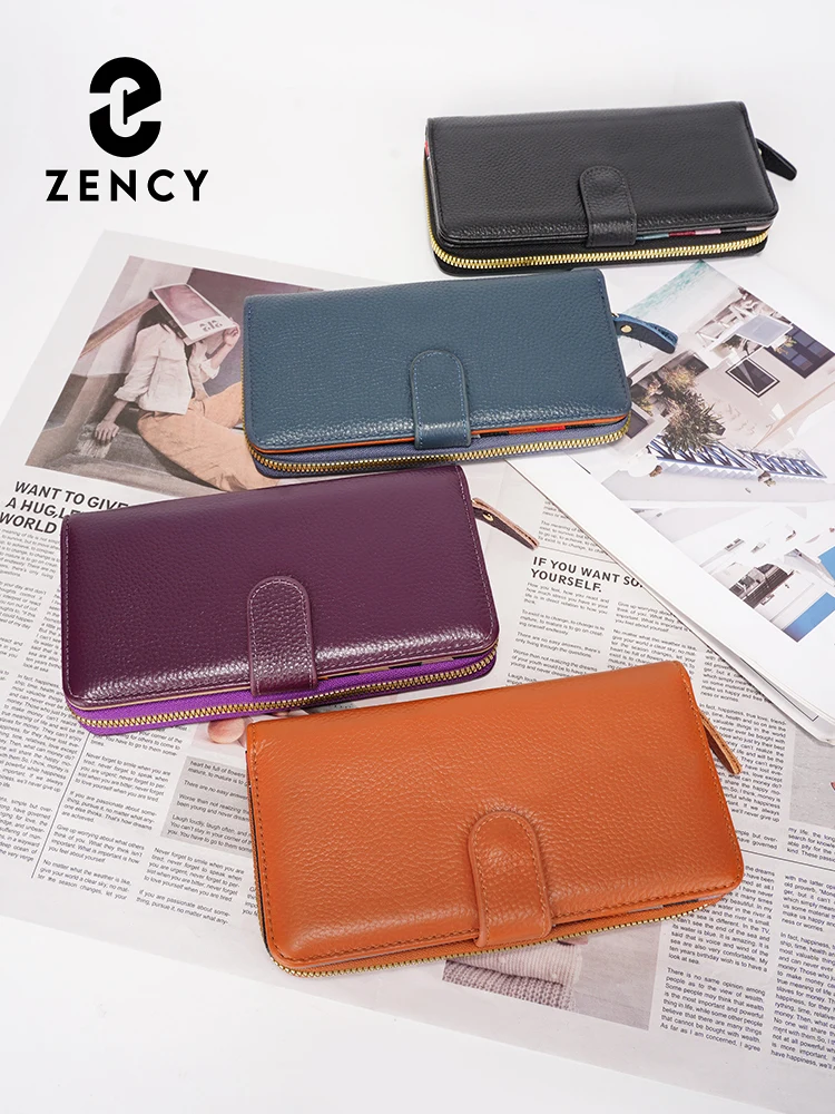 zency-レディース-パープル-ウォレット-ロングレザー-牛革財布-複数のカードスロット-ホルダー-バッグ-オーガナイザー-ウォレット