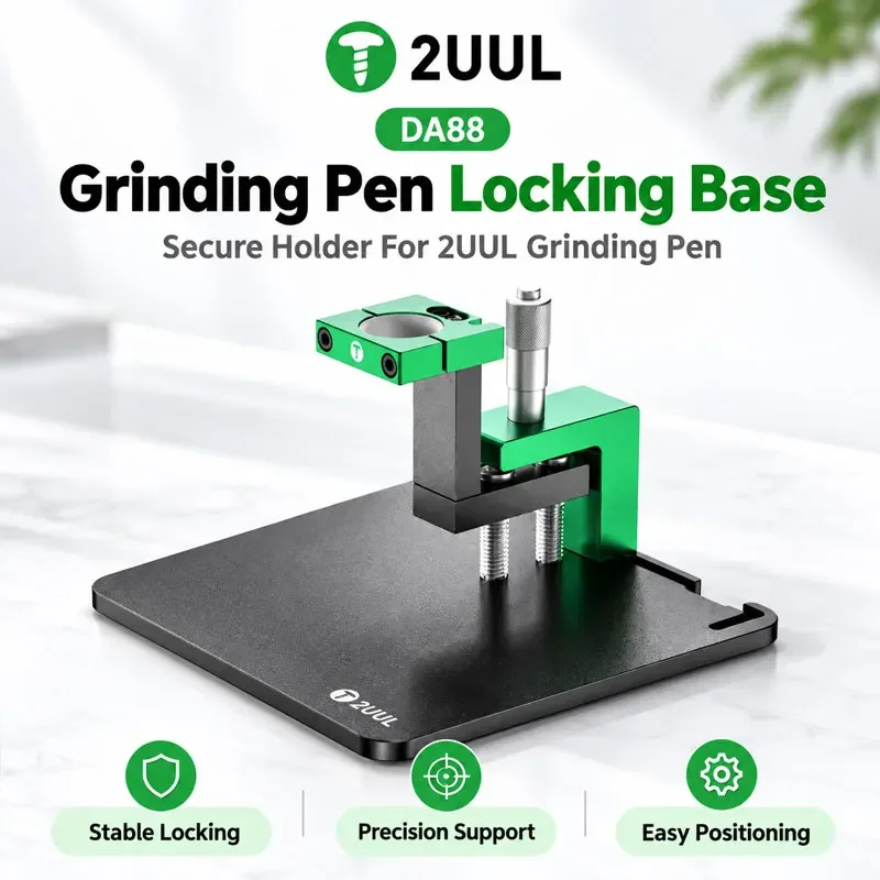 2UUL DA88 Grinding Pen Locking Base Adjustable Height Sturdy Metal Holder Stable Fixation for PCB Grinding & Phone Repair
