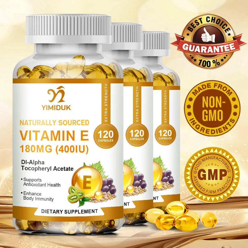 

Vitamin E Capsules 180 Mg, Immune Function Support, Supports Skin - Non-GMO Dietary Supplement