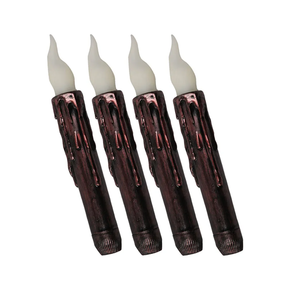 4Pcs Electronic LED Flameless Lights Classic Simulation Long Taper Candles Battery Operated Romantic Party Decorations