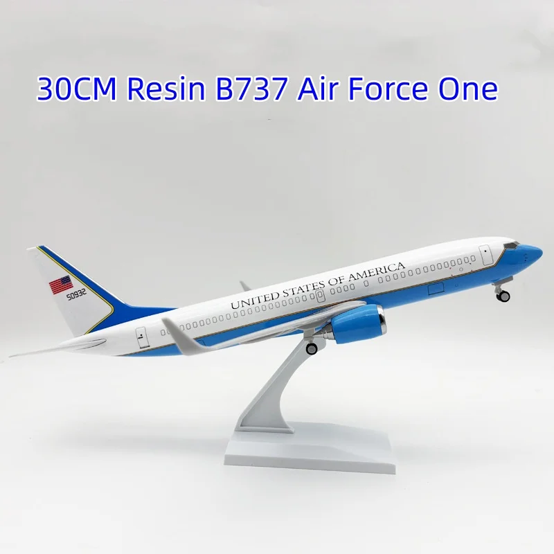 

Модели самолетов B737 Air Force One, 30 см, масштаб 1/250, из смолы, литые под давлением, коллекционные модели самолетов, игрушки для хобби, с шасси.
