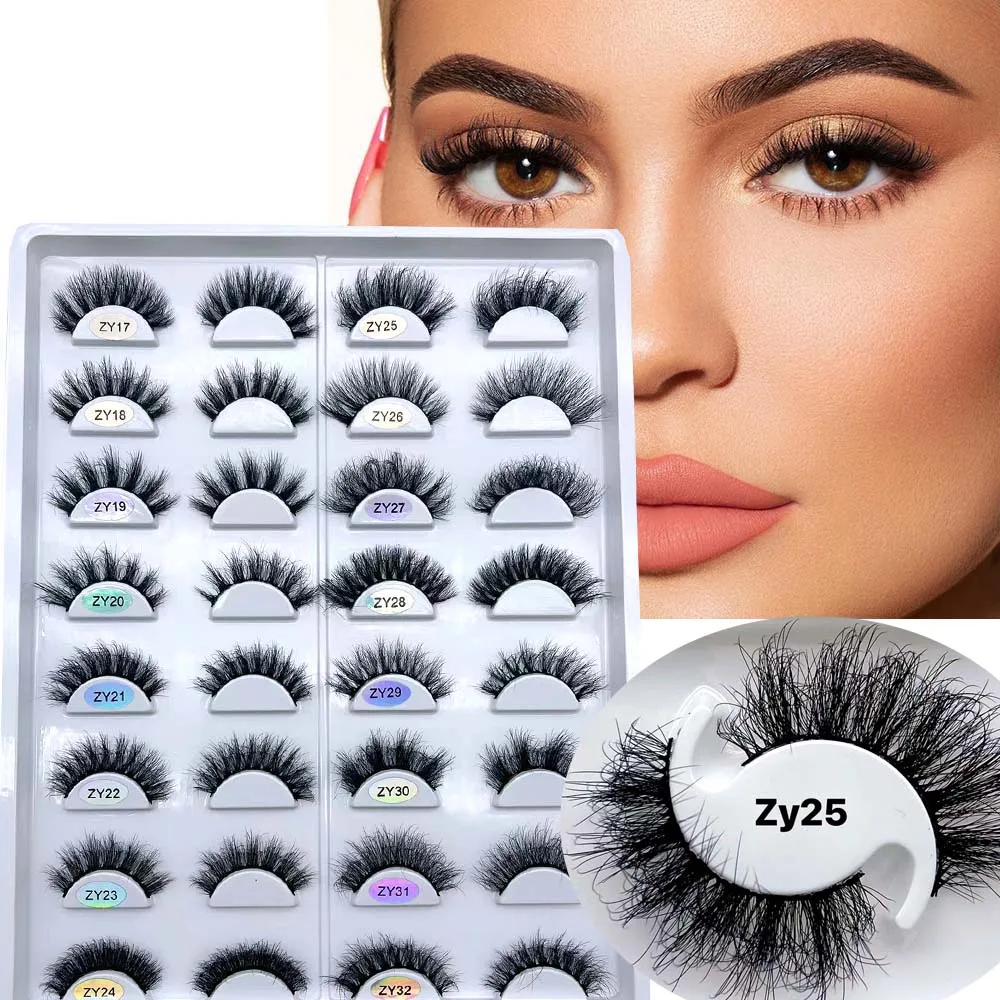 Lashes 16คู่3D Faux Mink ขนตาสวยนุ่ม Wispy ปริมาณธรรมชาติยาวขนตาปลอม Reusable Eye Lashs แต่งหน้า