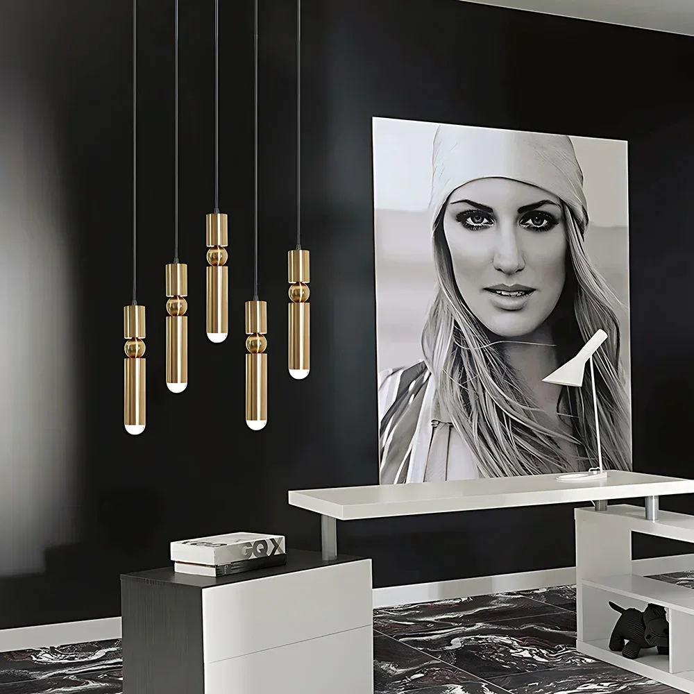 

SANDYHA Adjustable LED Pendant Light Cylinder Hanging Lamp for Kitchen Dining Room Restaurant Modern Ceiling Droplight
