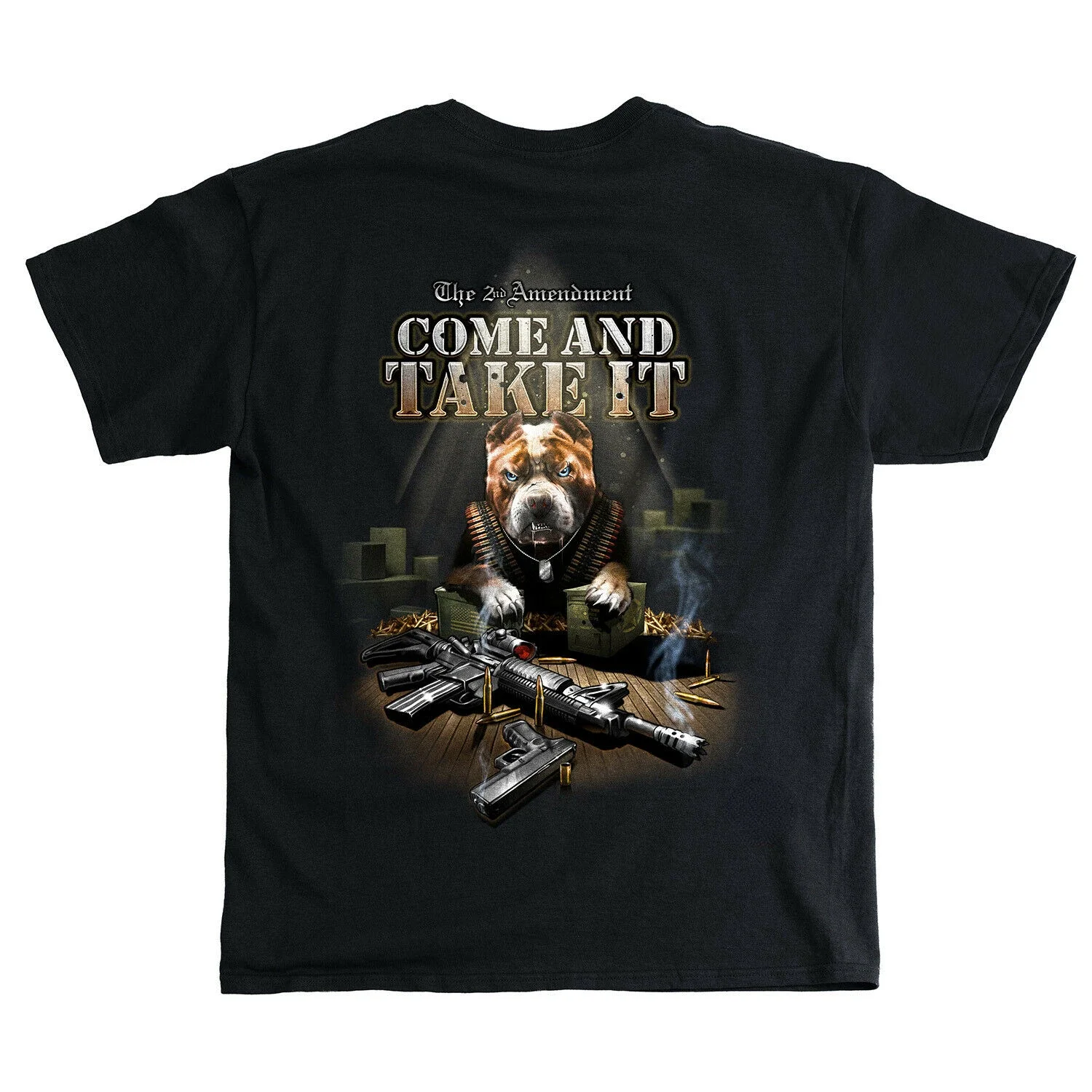 Pit Bull Gun Come and Take It AR-15 2nd Amendment T-Shirt 100% Cotton O-Neck Summer Short Sleeve Casual Mens T-shirt Size S-3XL