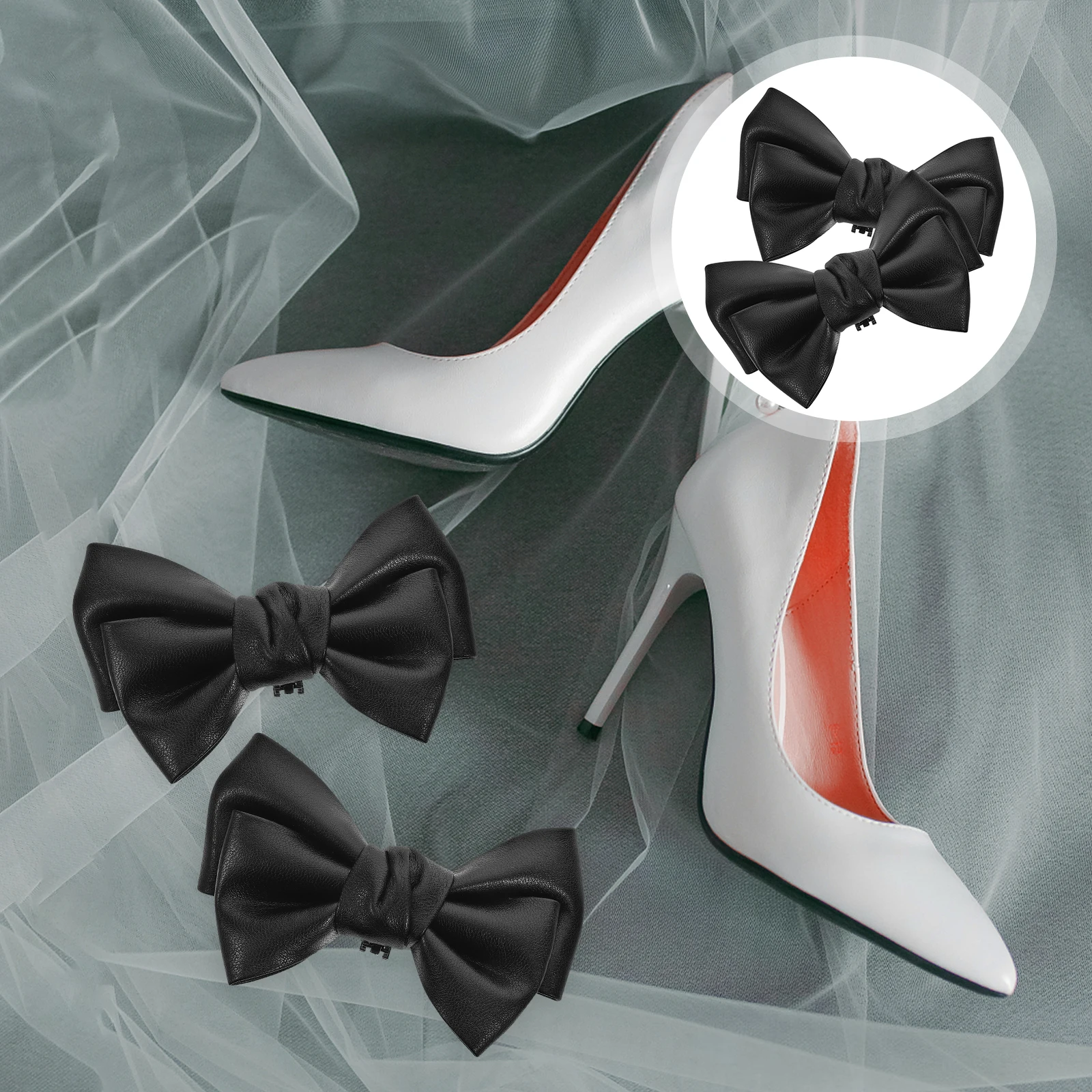 

2 Pcs Bow Shoe Clip Party Decorations Shoes Charm Clips Knot Clothing Buckle Skin Detachable Buckles Decorative
