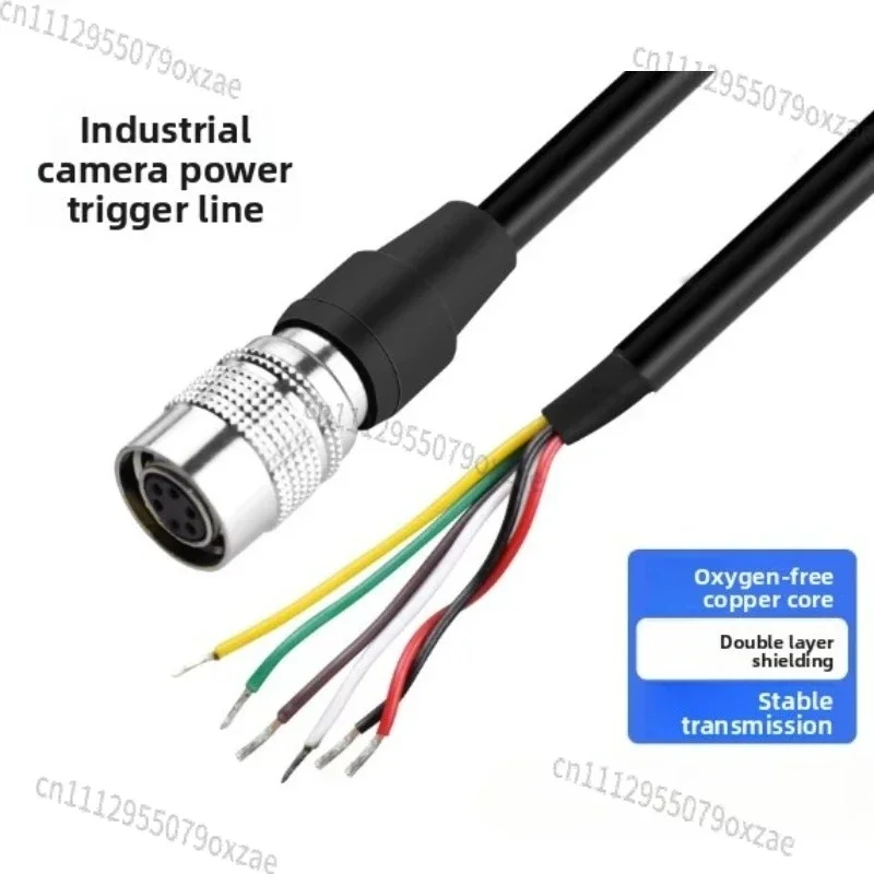Industrial Camera Power Trigger Cable Compatible with Hirose HR10A-7P-6S Basler Hikvision 6P Core High Flexibility IO Cable