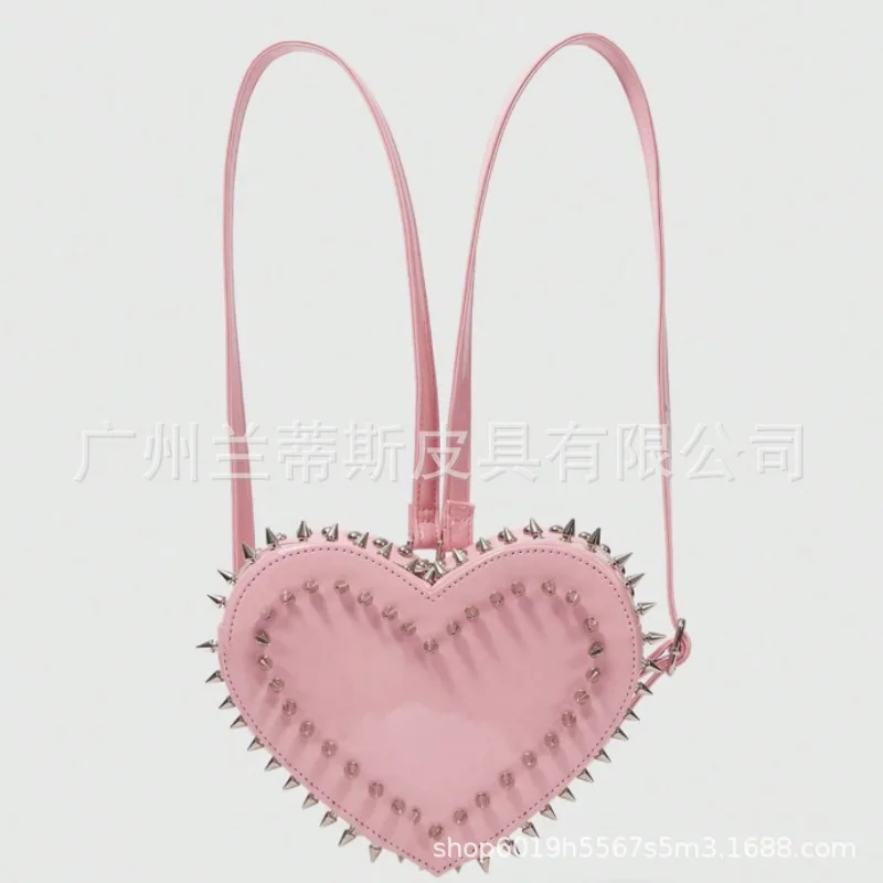 Summer Red Crossbody Bag with Metal Studs Adjustable Strap Daily Use Fashion Backpack Рюкзак С Экраном view 5