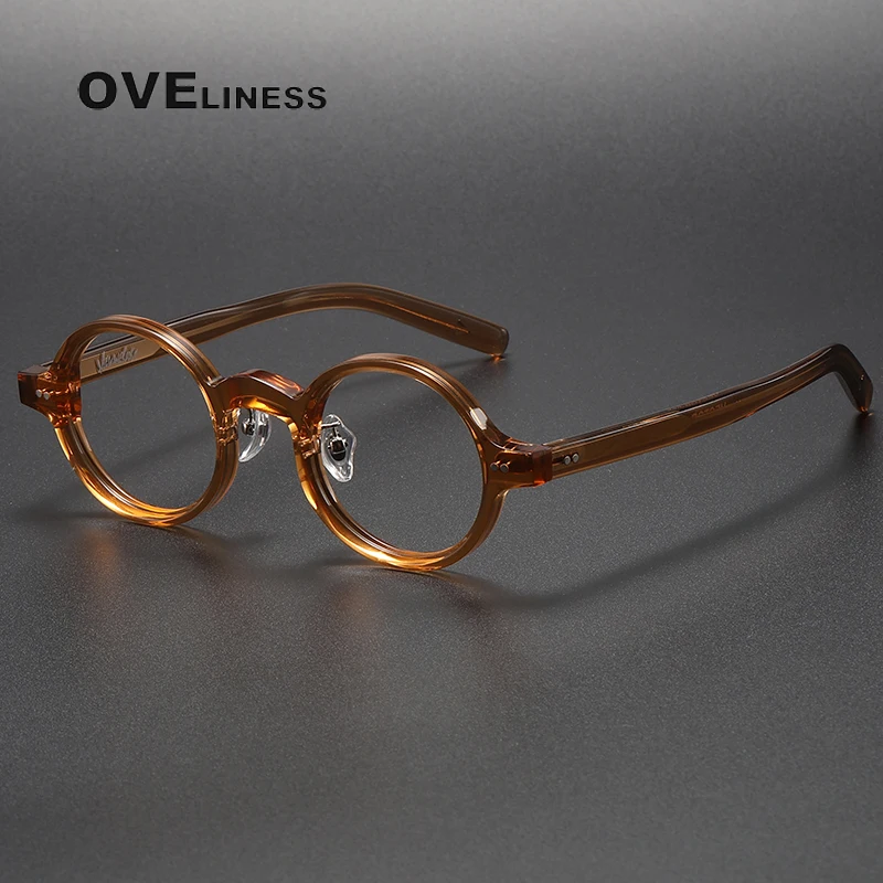 

Vintage Acetate Glasses Frame Men Retro Designer round Prescription Myopia Eyeglasses Frame Women 2024 New Luxury Brand Eyewear