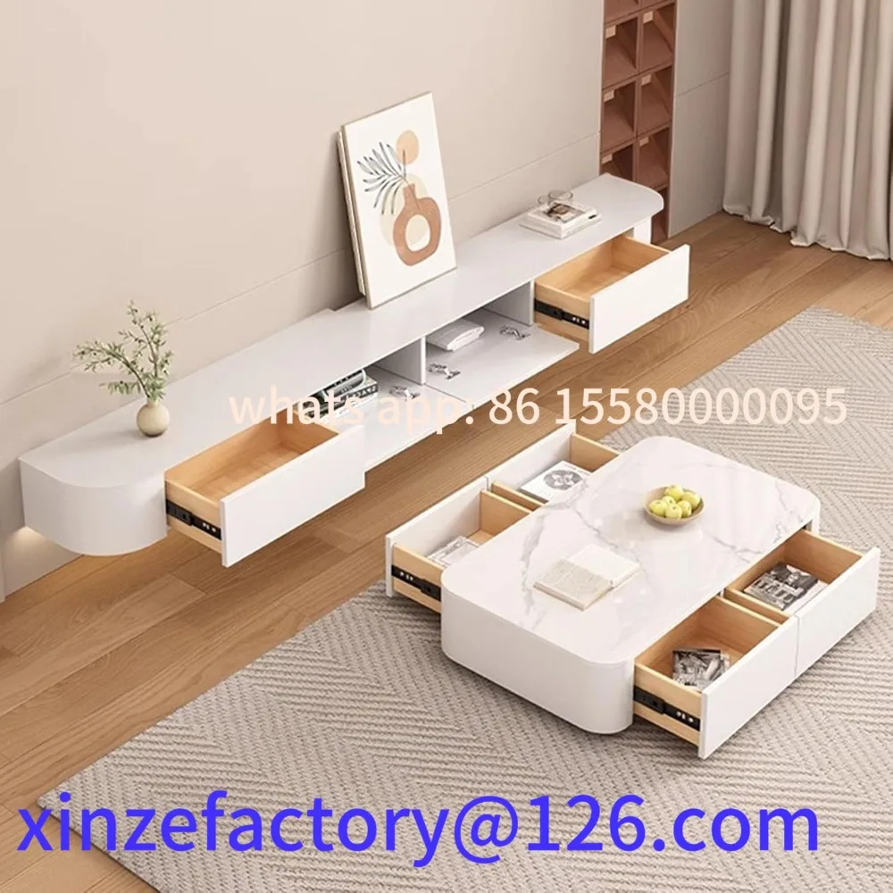 

Customizable Floating TV Cabinet with Drawers, Stand with Cable Management, Media Console