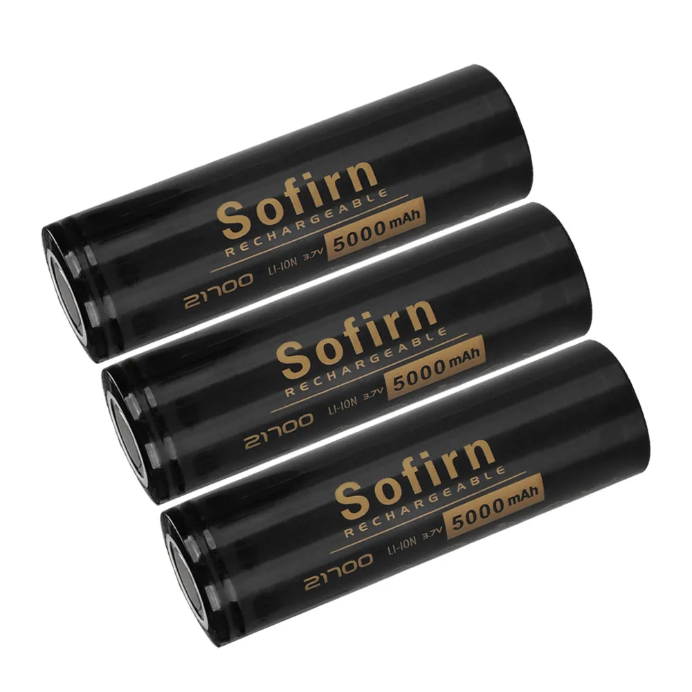Sofirn 21700 5000mAh Battery Flat/Tip Head 3.7V 48A 10C Discharge HD Cell Lithium Reall Capcaity