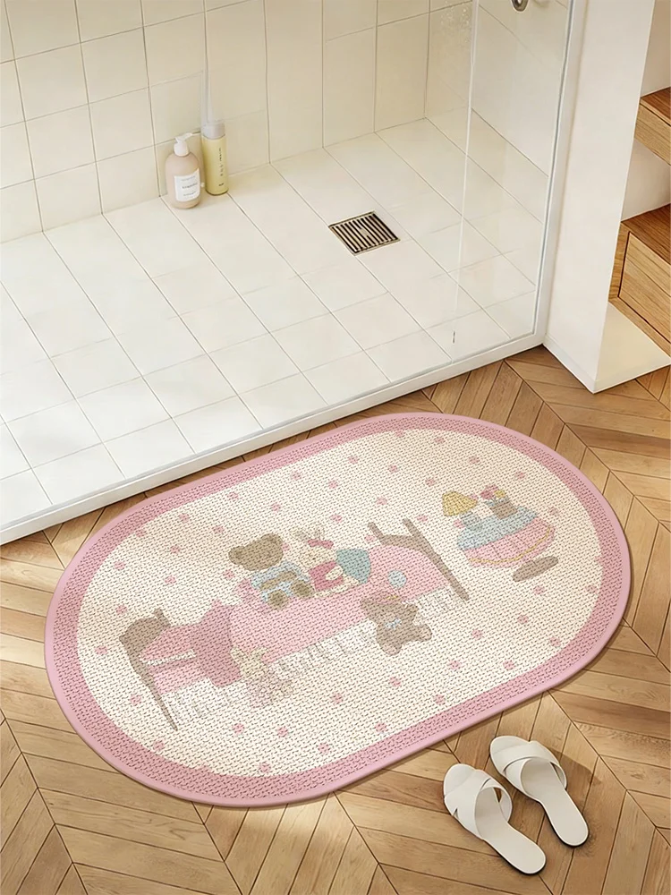 

Adorable Korean Style Water Absorbent Non-Slip Door Mat Bathroom Toilet Entrance Linoleum Floor Mat Home Use Rugs