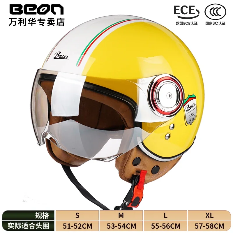 

BEON Motorcycle Helmet 3/4 Open Face Helmet Retro Casco Moto Bike Motorbike Scooter Racing Motocross Helmet Vintage