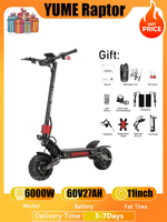 YUME Raptor Electric Scooter 6000W Motor 60V Electric Scooter 11 inch Tires Max Speed 80km/h Max Range 96KM Electric Scooter
