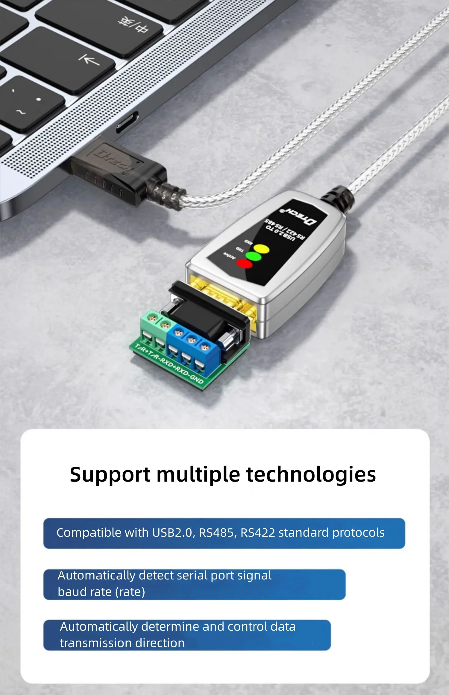 Кабель DTECH USB2.0 — RS422/485 длиной 0,5 м с чипом FTDI