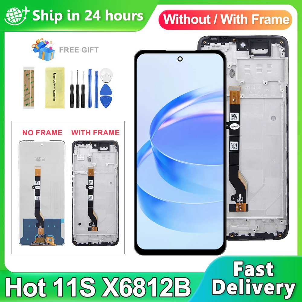 Display For Infinix Hot 11s X6812 X6812B LCD Display Touch Screen Digitizer Panel Assembly Replacement Parts