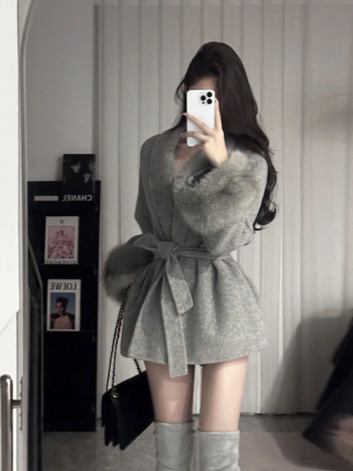 

Элегантное шерстяное пальто-платье в корейском стиле, приталенное, с длинными рукавами, зимняя модная женская верхняя одежда, повседневная деловая одежда для поездок на работу