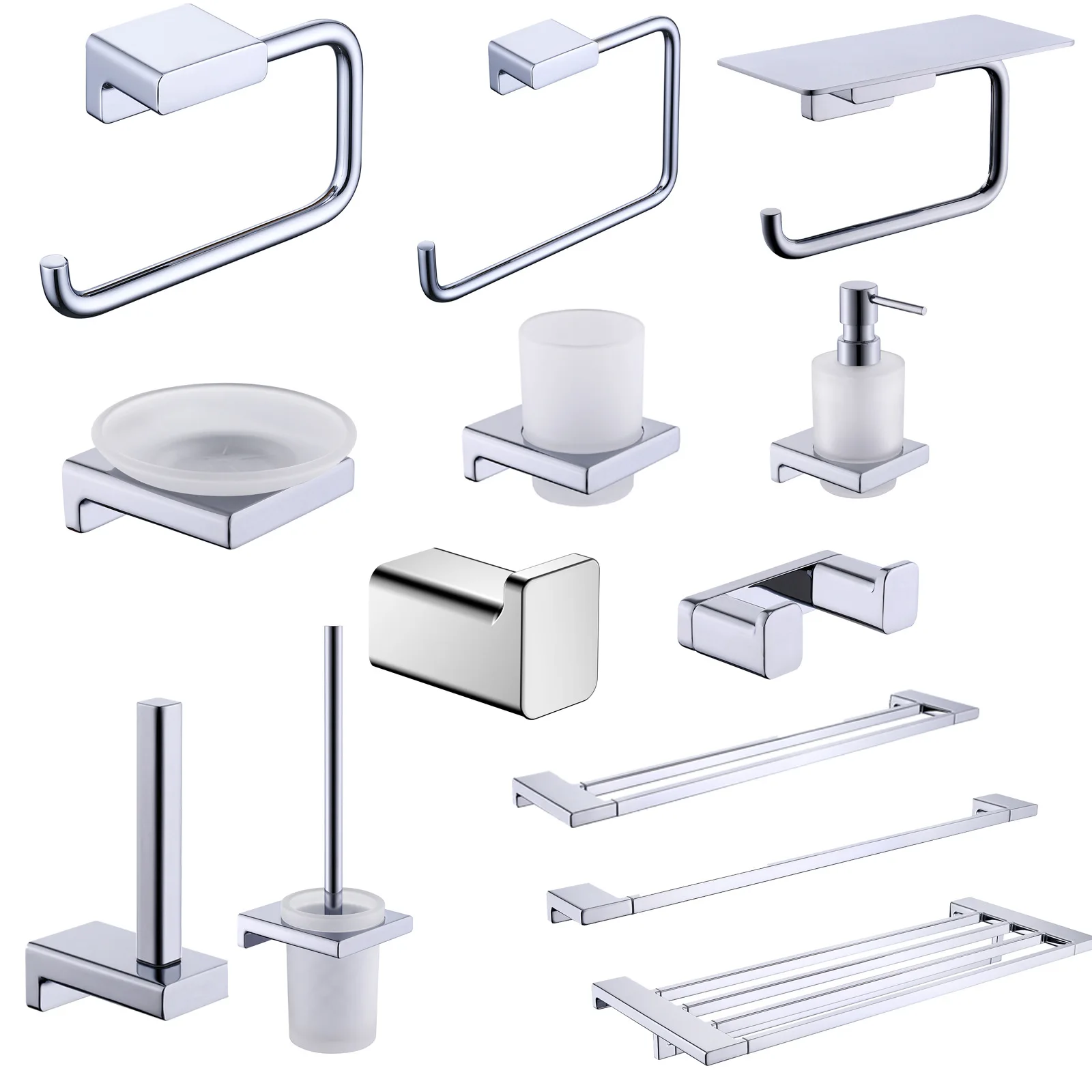 

Towel Bar Set Bathroom Household Toilet Rack Towel Rack Single Rod Pendant Set Chrome