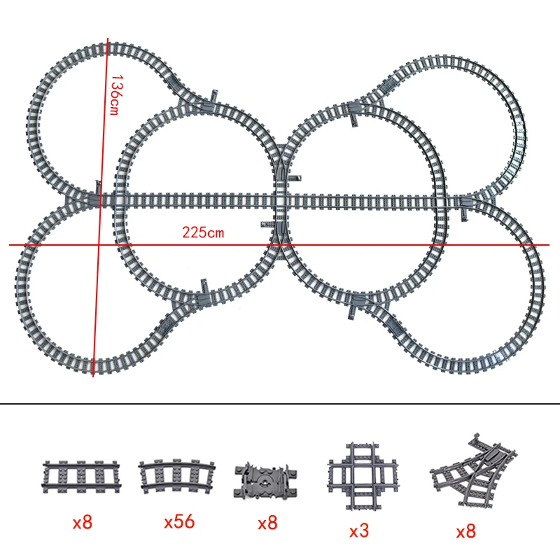 

MOC Creative City Train Points Switching Tracks Flexible Railway Crossings Rails Forked Building Block Bricks DIY kids Toys gift