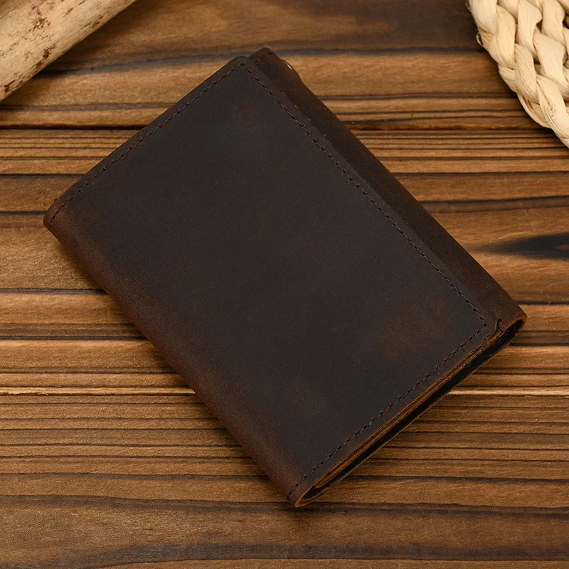 Yao Dong Men's leather wallet short clip card bag multi card small purse for men male first layer cowhide money clip slim wallet