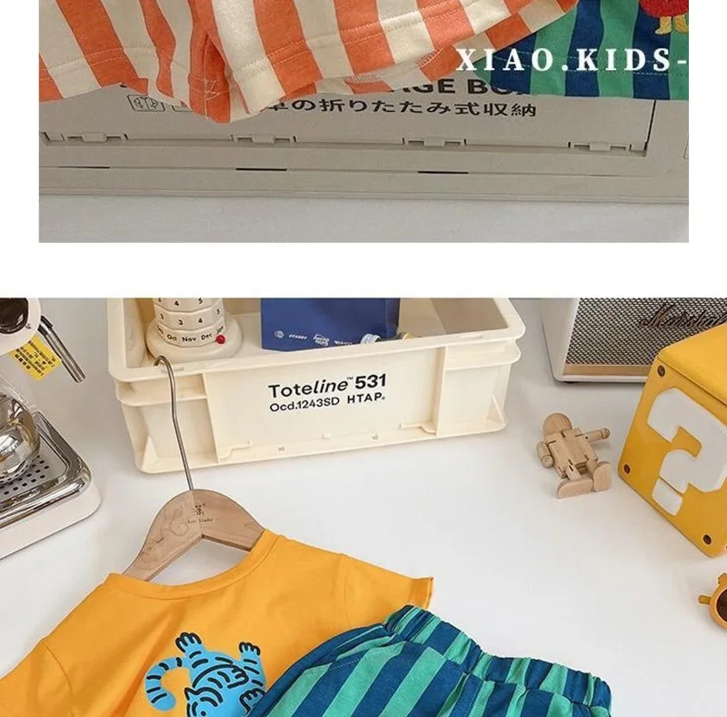 Bellbell Kinder-Jungen-Shorts, Sommer, dünn, gestreift, 1–4 Jahre, Jungen-Shorts mit elastischem Bund, für Kleinkinder, Jungen, Cartoon-Shorts für Kinder – Detail 9