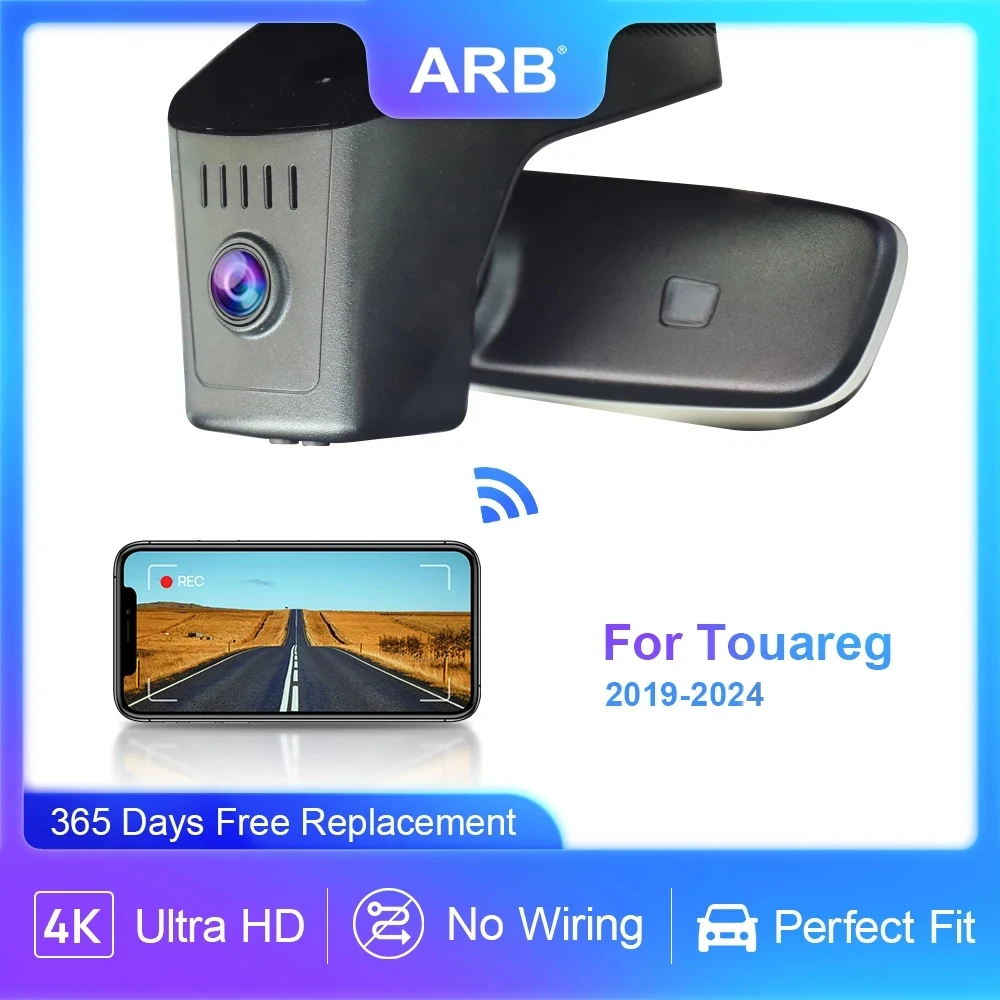 Dash camera for VW Volkswagen Touareg CR7 2024 - 2019, ARB 4K 2160P Amazing OEM Look Car DVR APP Control WIFI Connection