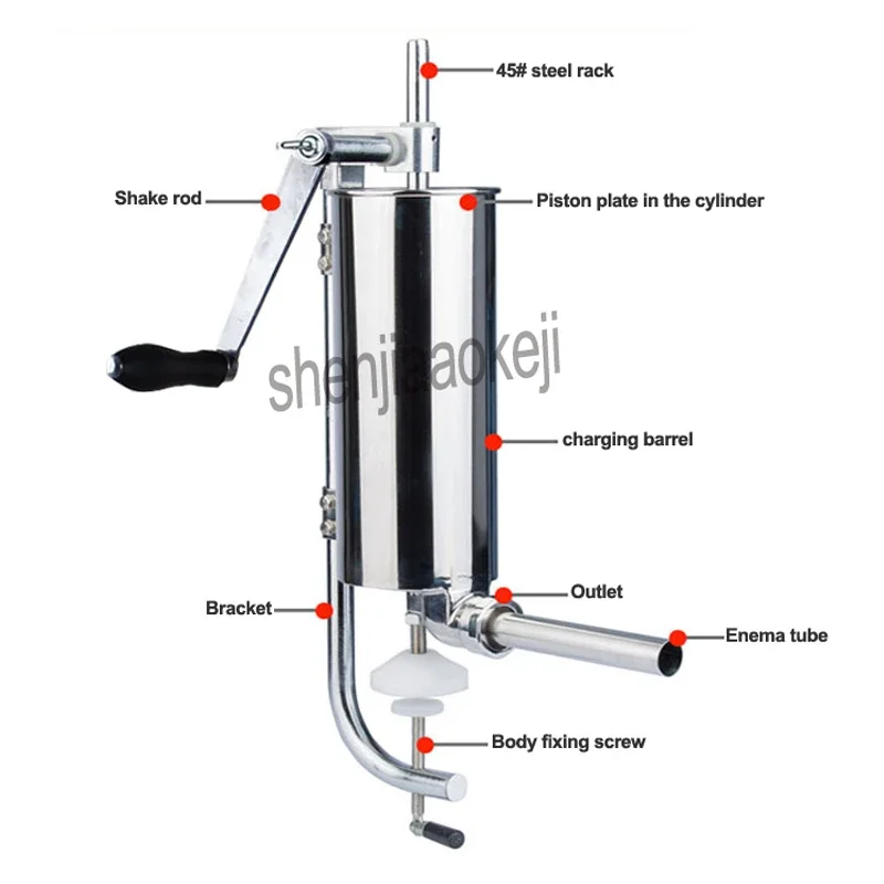 Вертикальный колбасный шприц из нержавеющей стали, ручной тонкий коммерческий колбасный наполнитель, 4 л, 1 шт.