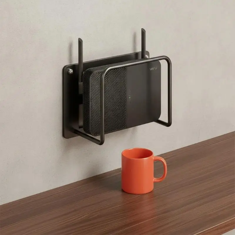 Punch Free Wall Router Bracket Self Adhesive Durable Shelf for WiFi Routers TV Set Top Boxes Living Room Decor - view 5
